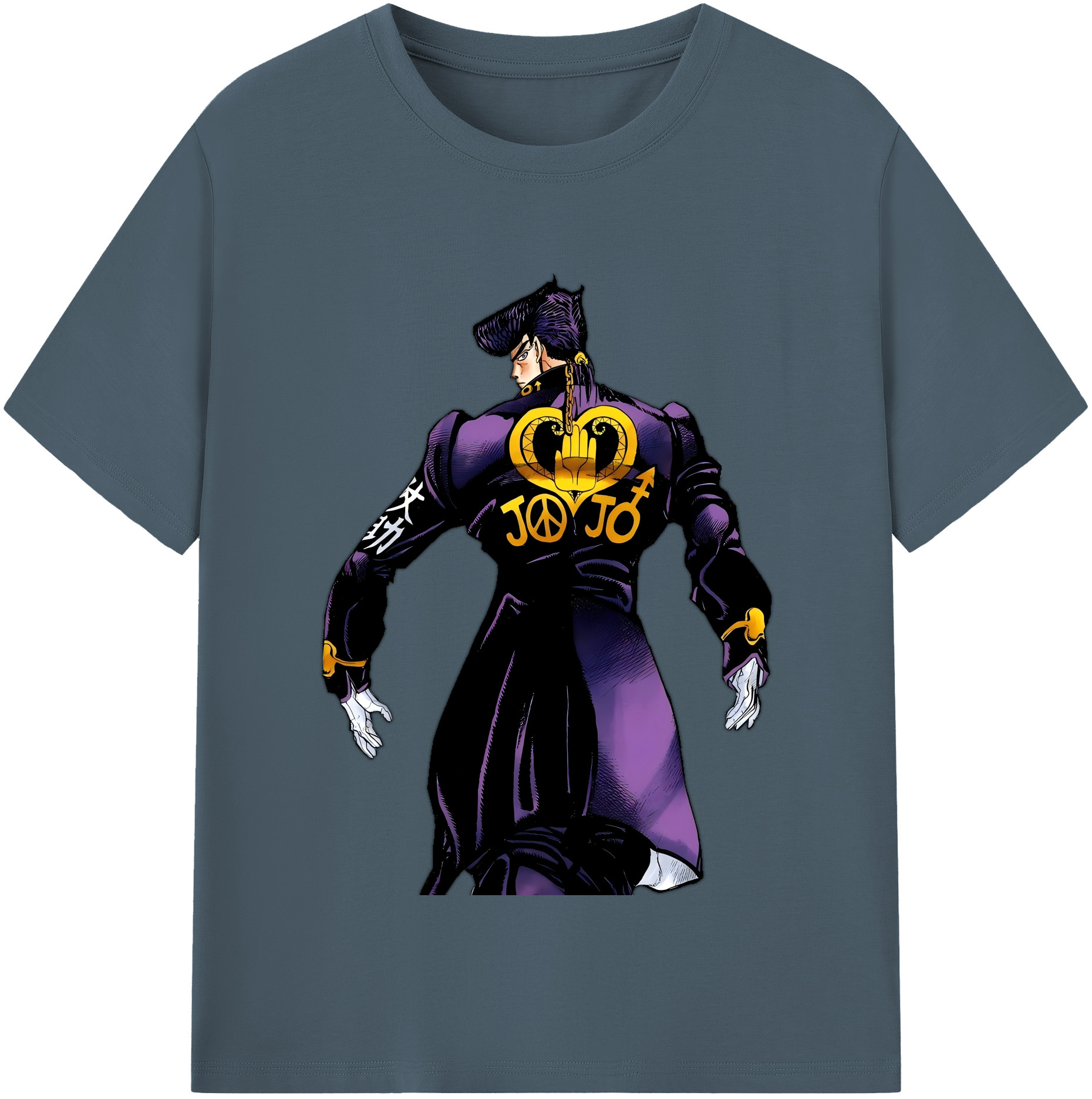 （画像用） ジョジョの奇妙な冒険 ひがしかた じょうすけ JoJo's Bizarre Adventure Higashikata Josuke 綿100％半袖Tシャツ（フロントプリント）